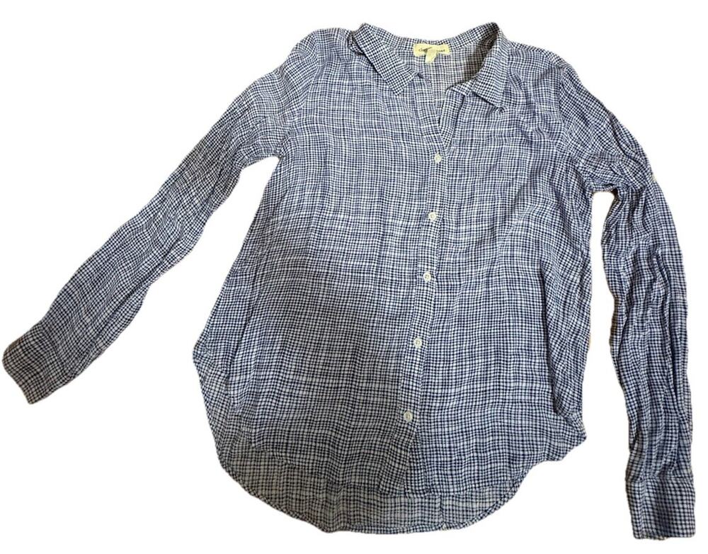 CLOTH & STONE Women’s Blue Striped Button Down Collared Blouse Size Small